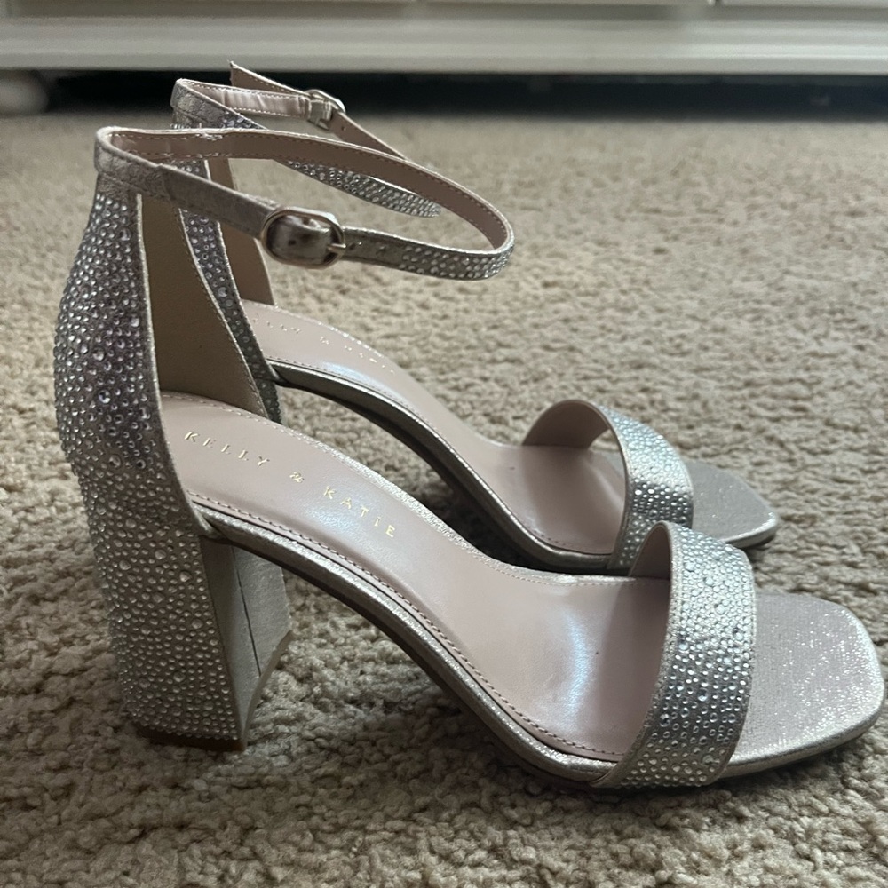 Silver sparkle heels size 10